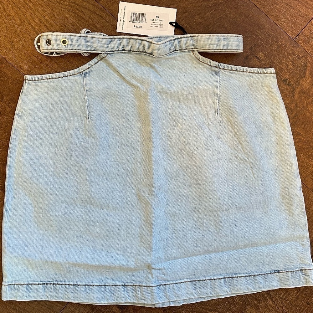 31 WEWOREWHAT Cut-Out Denim Mini Skirt